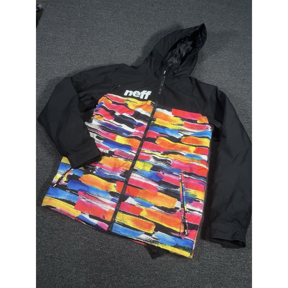 Neff Jacket Men's Medium Snowboard Ski Snowboard Brushed Striped Colorful Nylon